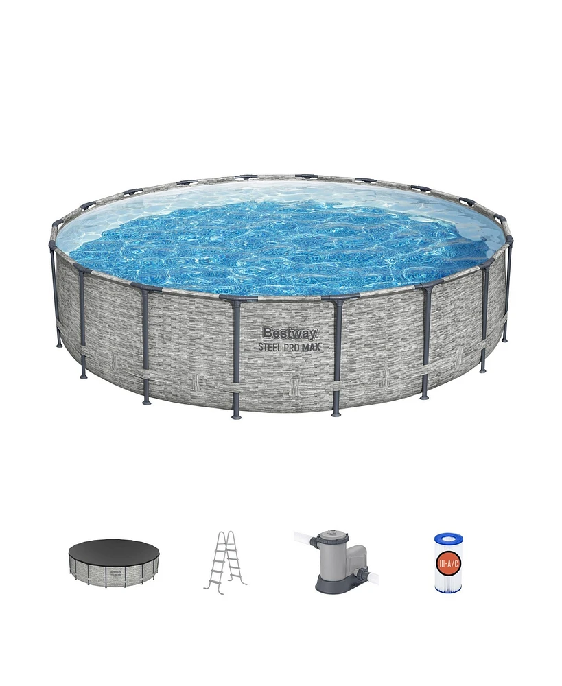Bestway Steel Pro Max 18'x48" Round Above Ground Swimming Pool with Pump & Cover