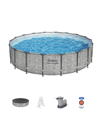 Bestway Steel Pro Max 18'x48" Round Above Ground Swimming Pool with Pump & Cover