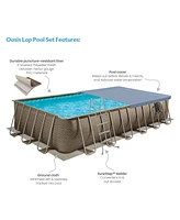 Funsicle 24'x12'x52" Oasis Rectangle Outdoor Above Ground Swimming Pool, Brown