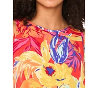 Msk Petite Printed Round-Neck Sleeveless Shift Dress