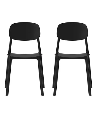 Modern Stackable Polypropylene Plastic Patio Dining Chair (Set of 2)