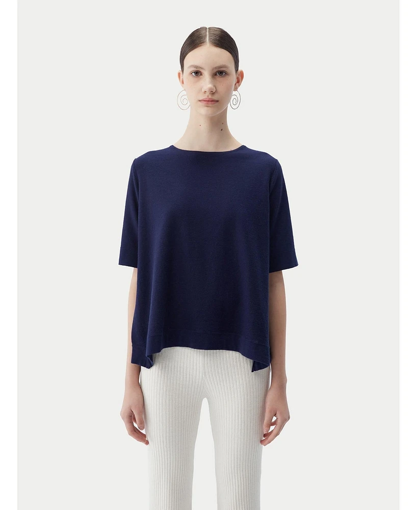Gobi Cashmere Women's Box-Cut Cotton Silk Blend T-Shirt
