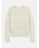 Gobi Cashmere Women's Mixed Pattern Cashmere Crewneck Sweater