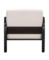 Linen and Wood Arm Chair – Perfect for Living Room or Bedroom