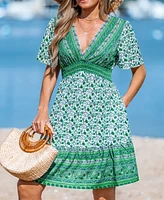 Cupshe Women's Bohemian Breeze Paisley Mini Beach Dress