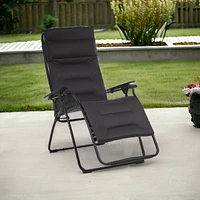 Reclining Steel Zero Gravity Chair with Cushion for Lawn Deck and Poolside