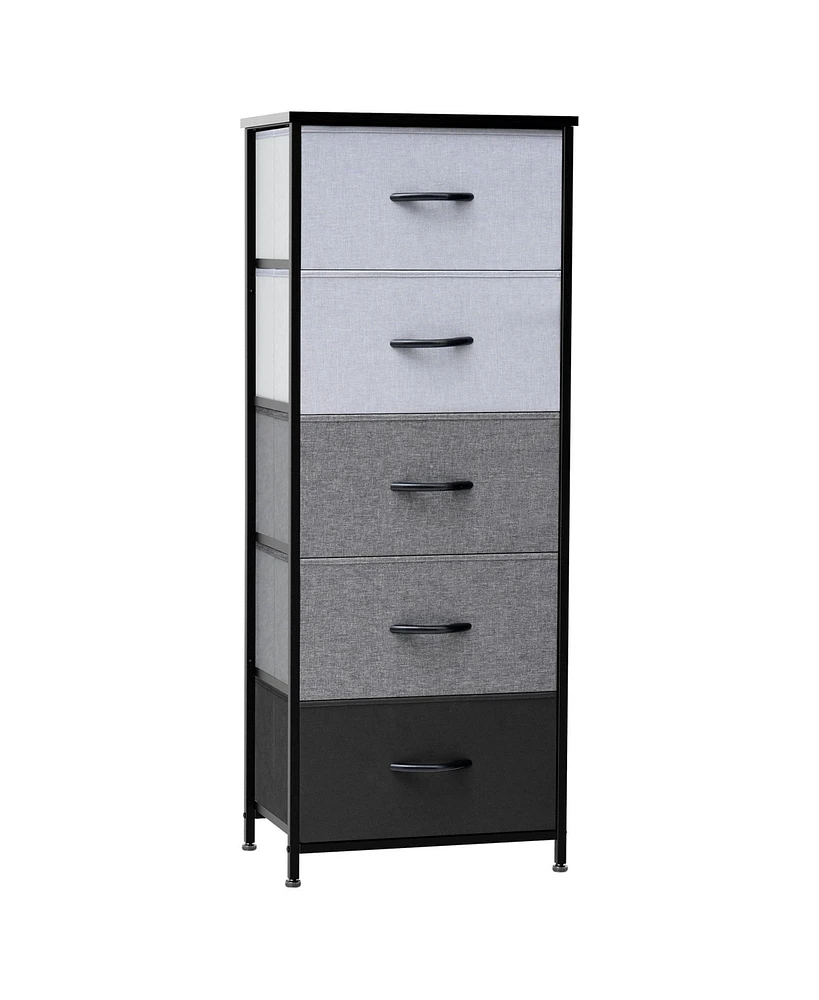Lightweight Steel and Fabric Chest with Five Drawers for Small Spaces