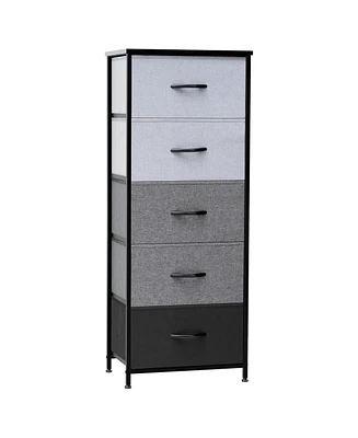 Lightweight Steel and Fabric Chest with Five Drawers for Small Spaces