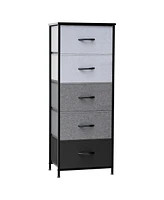 Lightweight Steel and Fabric Chest with Five Drawers for Small Spaces