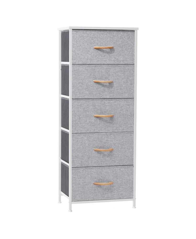 Lightweight Steel and Fabric Chest with Five Drawers for Small Spaces