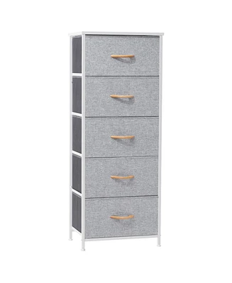 Lightweight Steel and Fabric Chest with Five Drawers for Small Spaces