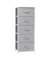 Lightweight Steel and Fabric Chest with Five Drawers for Small Spaces