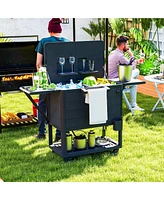 Outsunny Patio Cooler Cart 104 Quart Rolling Ice Chest with Shelves,