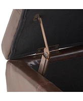 Faux Leather Storage Ottoman Bench with Lift-Top, Padded Seat, and Wooden Legs for Living Room, Bedroom, or Entryway-The Pop Home