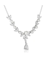 Jessica Simpson Pearl & Crystal Drop Necklace
