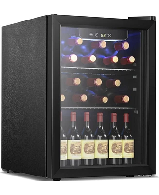 Zafro Freestanding Wine Cooler & Beverage Refrigerator, Holds 16 Bottles & 68 Cans, Digital Temperature Control, Blue Led Lighting, 1.7 Cu.Ft. for Hom