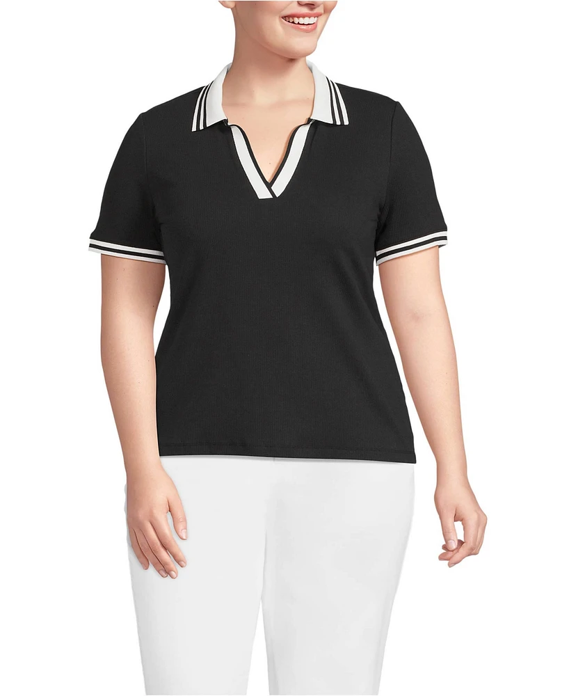 Lands' End Plus Wide Rib Polo Shirt