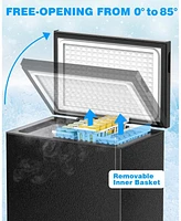 Zafro 7.0 Cu.Ft Chest Freezer with Removable Basket and Bottom Defrost Water Drain Freestanding Top Open Door, Deep Freezer, Mini Adjusta