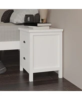 Two Drawer Nightstand with Solid Wood Top for Bedroom Storage
