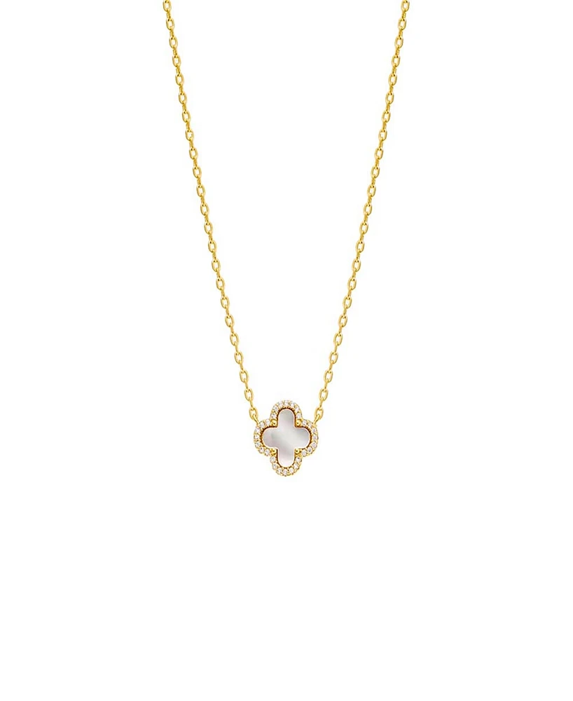 By Adina Eden Pave Outlined Four Leaf Clover Necklace