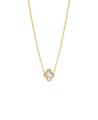 By Adina Eden Pave Outlined Four Leaf Clover Necklace