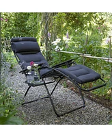 Foldable Steel Frame Zero Gravity Chair with Cushion for Outdoor Lounging