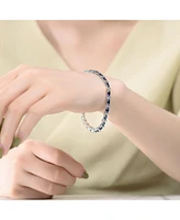 Sterling Silver White Gold Plated Colored Marquise Cubic Zirconia Tennis Bracelet
