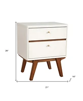 Stylish Two-Drawer Wood Nightstand with Storage for Small Spaces