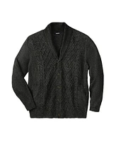KingSize Big & Tall Soft Cable Knit Shawl Collar Cardigan