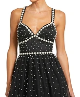 Mac Duggal Women's Pearl Beaded High Low Gown