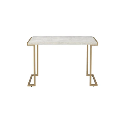 Faux Marble Coffee Table with Iron Sled Base – Elegant and Sturdy