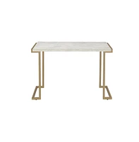 Faux Marble Coffee Table with Iron Sled Base – Elegant and Sturdy