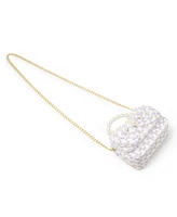Tiny Treats + Zomi Gems Girls Tweed Jumbo Pearl Bow Handbag, Pink