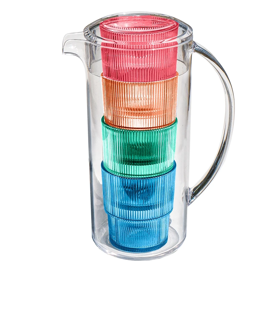 TarHong Fine Ribbed Glasses and Pitcher Set