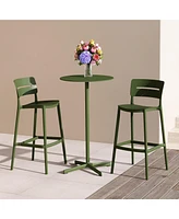 Stackable Polypropylene Resin Plastic Outdoor Patio Bar Stools (Set of 2)