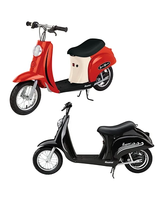 Razor Pocket Mod Miniature Euro 24 Volt Electric Retro Scooters, 1 Red & 1 Black