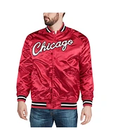 Mitchell & Ness Men's Red Chicago Bulls Hardwood Classics Throwback Wordmark Satin Jacket