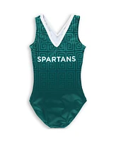 Gk Elite Big Girls Green Michigan State Spartans Spirit Leotard