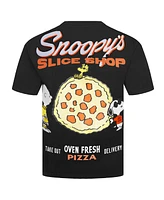Freeze Max Men's Black Peanuts Snoopy's Slice Shop T-Shirt