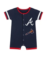 Outerstuff Baby Boys and Girls 2-Piece Navy Atlanta Braves Double Hit Coverall Set