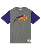 Mitchell & Ness Men's Heather Gray Phoenix Suns Hardwood Classics Color Block T-Shirt