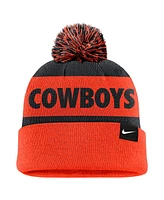 Nike Men's Navy/Orange Oklahoma State Cowboys Peak Stripe Cuffed with Pom Knit Hat