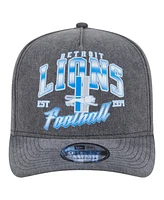 New Era Men's Black Detroit Lions Throwback Washed A-Frame 9FIFTY Snapback Hat