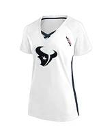Fanatics Women's White Houston Texans Plus Glitter Lace-Up V- Neck T-Shirt