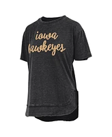 Pressbox Women's Black Iowa Hawkeyes Poncho T-Shirt