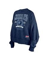 New Era Women's Navy Memphis Grizzlies Hardwood Classics Enzyme Wash Oversized Boxy Pullover Sweatshirt