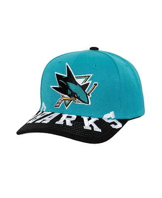 Mitchell & Ness Men's Teal/Black San Jose Sharks Under Arch Two-Tone Pro Crown Snapback Hat