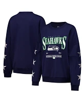 Gameday Couture Women's Navy Seattle Seahawks Rhinestone Star Sleeve Settle the Score Tri-Blend Pullover