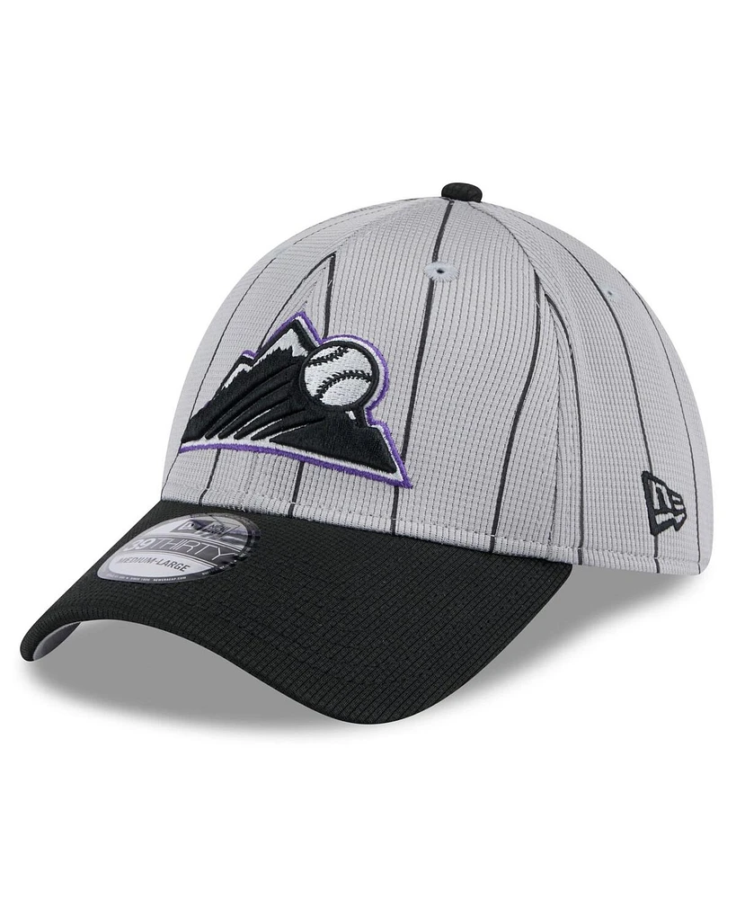 New Era Men's Gray/Black Colorado Rockies 2025 Batting Practice 39THIRTY Flex Hat
