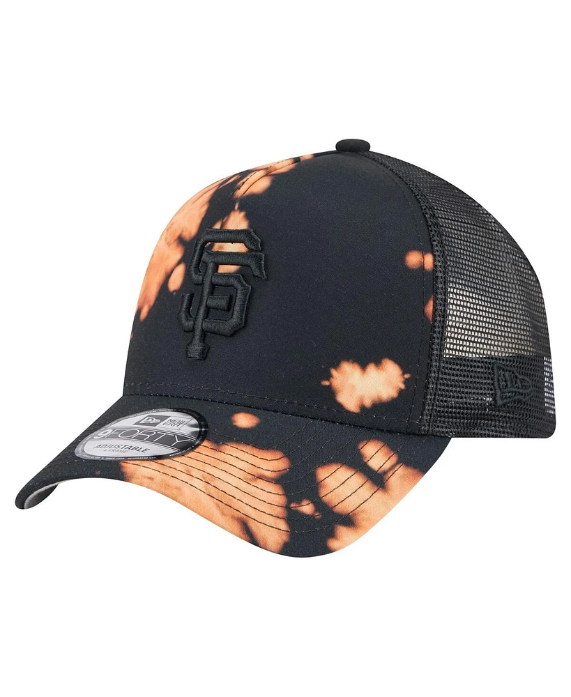 New Era Men's Black San Francisco Giants Bleached A-Frame 9FORTY Adjustable Hat